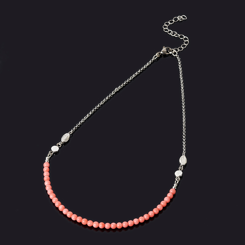 

Бусы коралл розовый (биж. сплав, сталь хир.) (колье) 4 мм 44 см (+7 см)