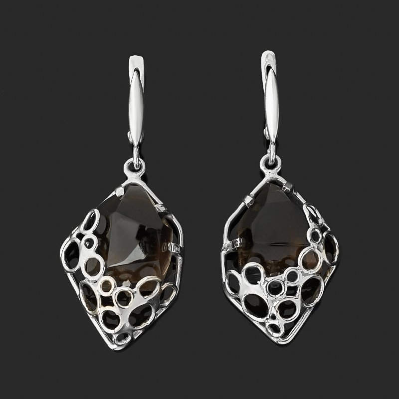 

Серьги морион (биж. сплав, нейзильбер) огранка