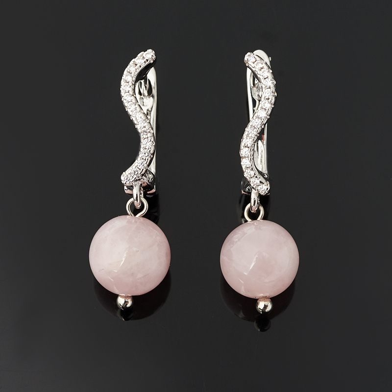 

Серьги розовый кварц (биж. сплав родир. бел.)