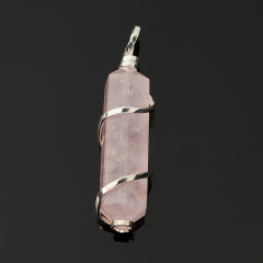 Кулон розовый кварц Бразилия (биж. сплав) кристалл 5-6 см