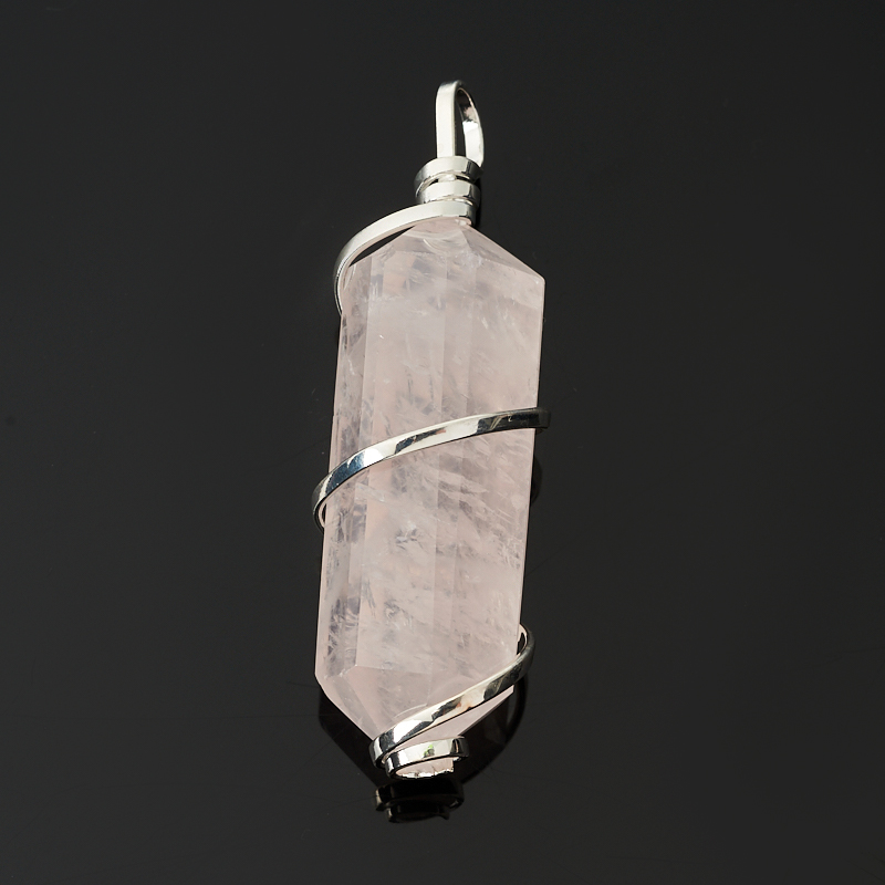 Кулон розовый кварц Бразилия (биж. сплав) кристалл 5-6 см