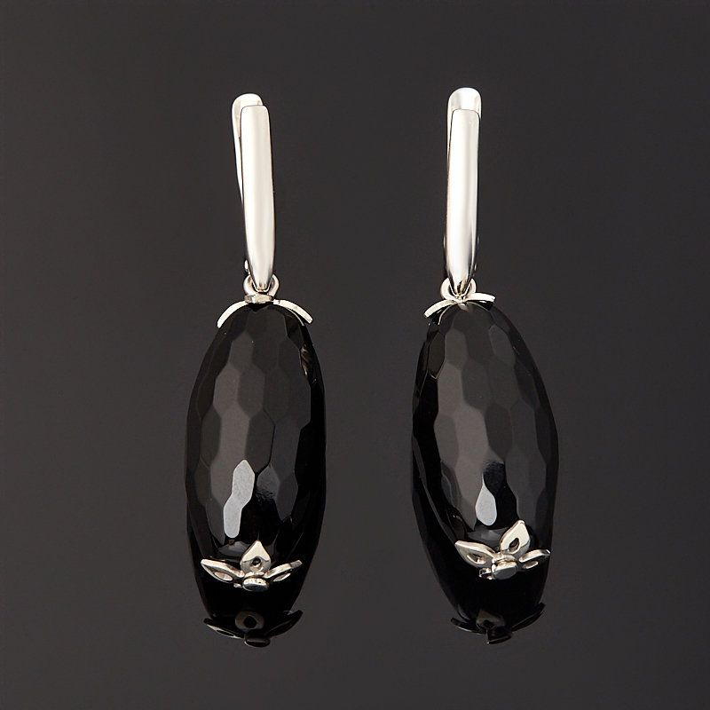 

Серьги агат черный (серебро 925 пр.) огранка