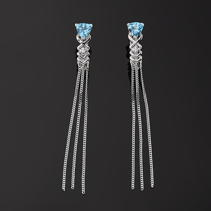 

Серьги топаз swiss (серебро 925 пр. родир. бел.) огранка