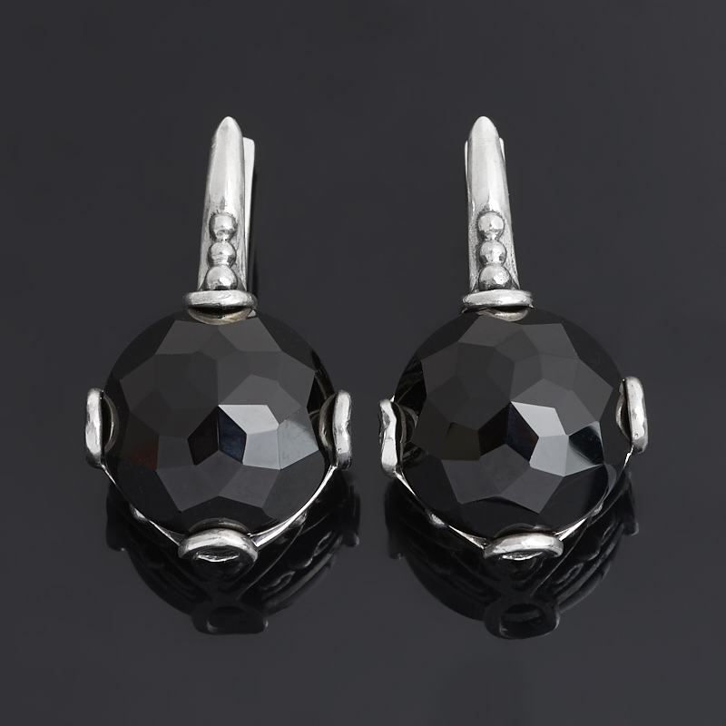 

Серьги агат черный (серебро 925 пр. оксидир.) огранка