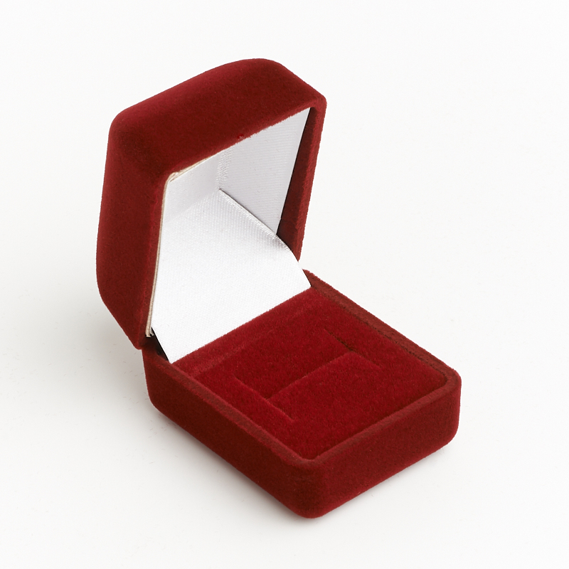 Подарочная упаковка (текстиль) под кольцо/серьги (футляр) (бордовый) 45х35х35 мм