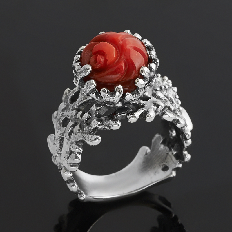 

Кольцо коралл красный (серебро 925 пр. оксидир.) размер 17,5