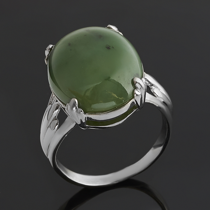 

Кольцо нефрит зеленый (серебро 925 пр. родир. бел.) размер 18,5