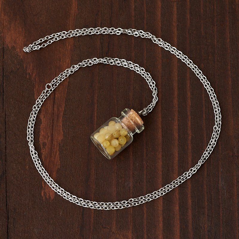 Кулон опал желтый Перу (биж. сплав, сталь хир., стекло) бутылочка огранка 2,5 см