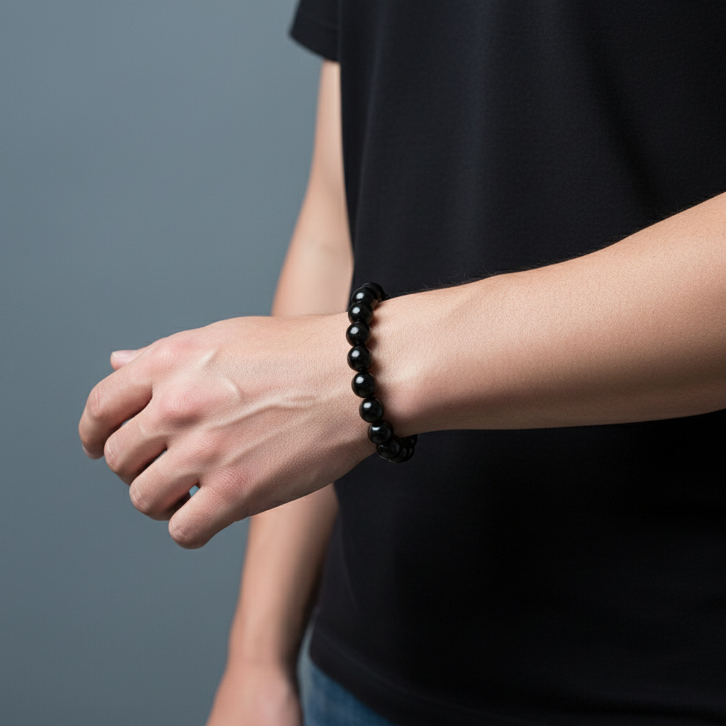 Браслет гагат Грузия 10 мм 16 см