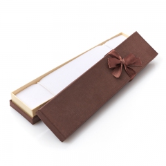 Подарочная упаковка (картон, текстиль) под браслет/бусы/цепь (футляр) (коричневый) 200х45х25 мм
