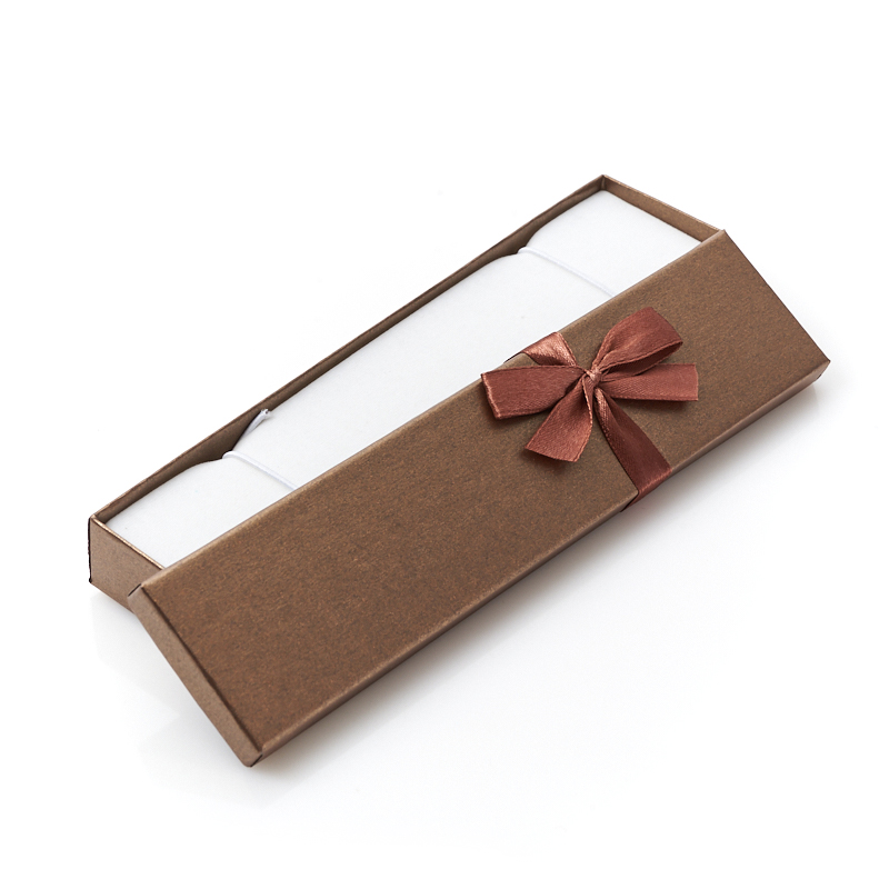 Подарочная упаковка (картон, текстиль) под браслет/бусы/цепь (футляр) (коричневый) 200х45х25 мм