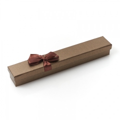 Подарочная упаковка (картон, текстиль) под браслет/цепь (футляр) (коричневый) 185х30х25 мм