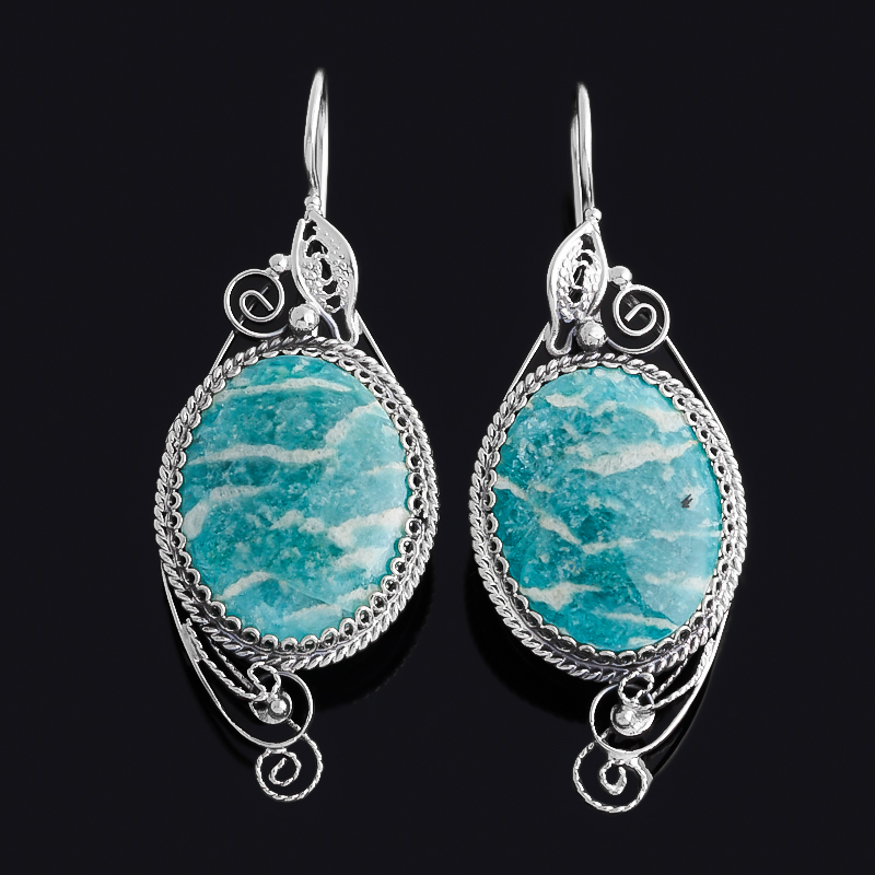 Серьги амазонит Россия (нейзильбер)