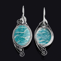 Серьги амазонит Россия (нейзильбер)