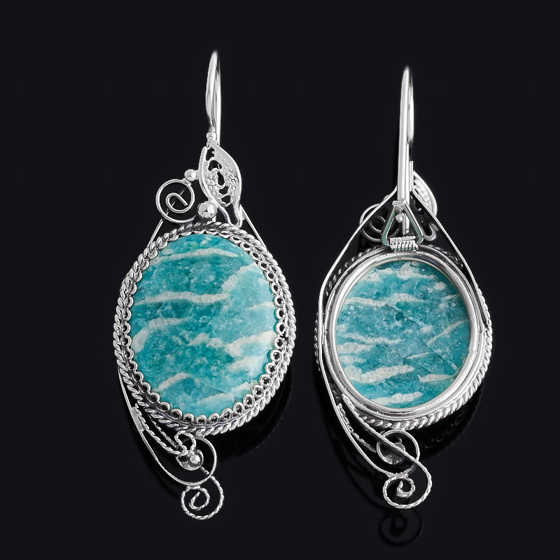 Серьги амазонит Россия (нейзильбер)