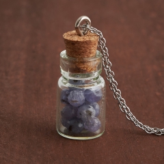 Кулон танзанит Танзания (биж. сплав, сталь хир., стекло) бутылочка огранка 2,5 см