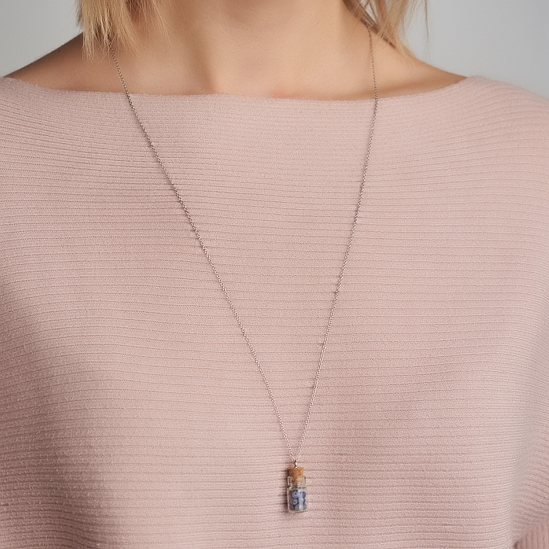 Кулон танзанит Танзания (биж. сплав, сталь хир., стекло) бутылочка огранка 2,5&nbsp;см