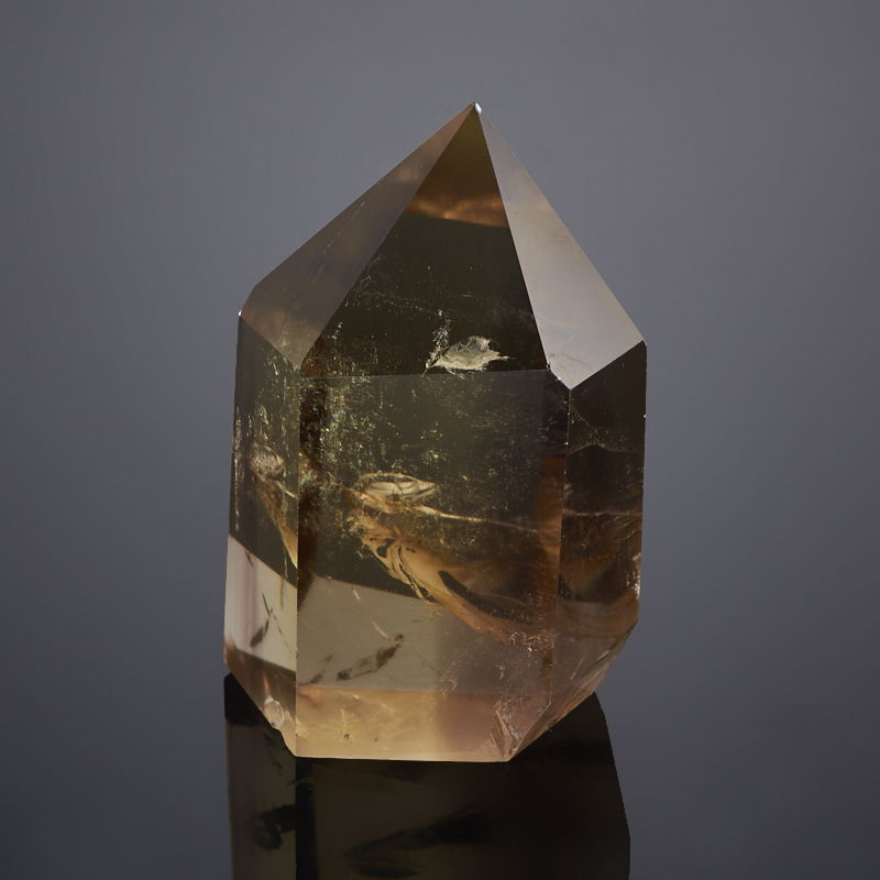 Кристалл цитрин с раухтопазом Бразилия (ограненный) S (4-7 см)