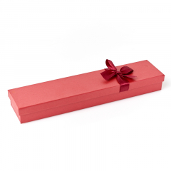 Подарочная упаковка (картон, текстиль) под браслет/бусы/цепь (футляр) (бордовый) 200х45х25 мм