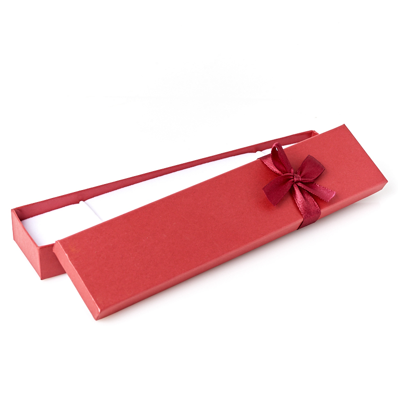 Подарочная упаковка (картон, текстиль) под браслет/бусы/цепь (футляр) (бордовый) 200х45х25 мм