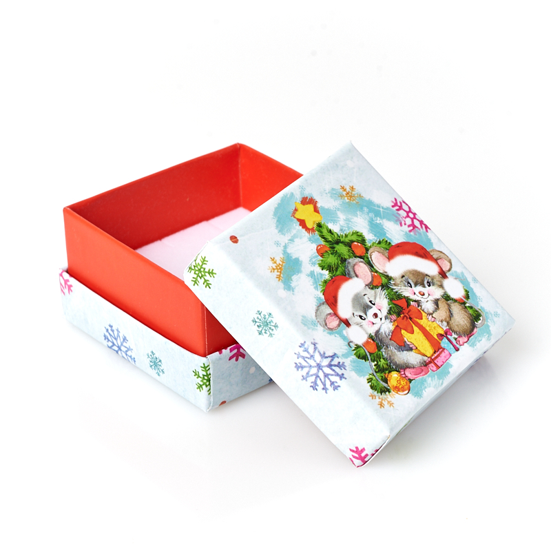 Подарочная упаковка (картон) под комплект (кольцо, серьги, кулон) (коробка) (микс) 60х60х35 мм