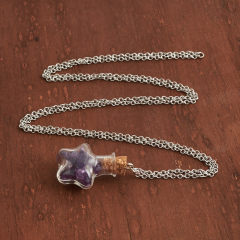 Кулон аметист Бразилия (биж. сплав, сталь хир., стекло) бутылочка 3 см