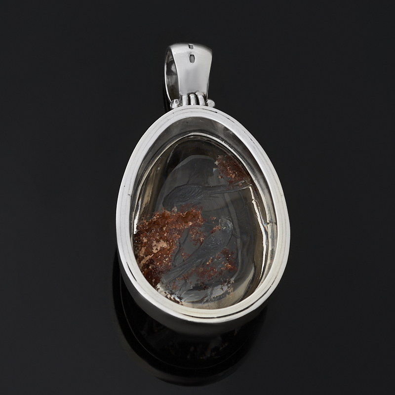 Кулон кварц с хлоритом Бразилия (серебро 925 пр. оксидир.) капля