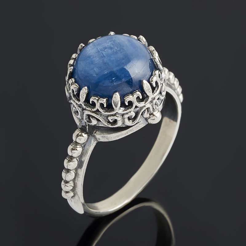 Кольцо кианит синий Бразилия (серебро 925 пр. оксидир.) размер 17,5