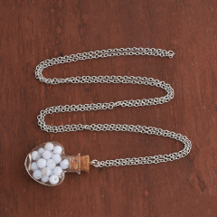 Кулон агат голубой Намибия (биж. сплав, сталь хир., стекло) бутылочка 3,5 см