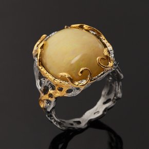 Кольцо опал благородный желтый Эфиопия (серебро 925 пр. позолота, родир. сер.) размер 18