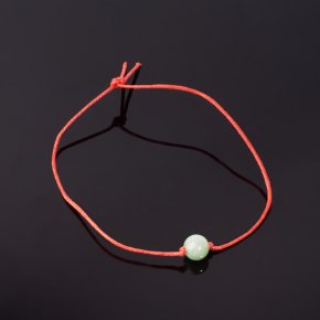 Браслет авантюрин зеленый Индия (текстиль) красная нить Для раскрытия творческого потенциала 6 мм 28 см (регулируемый)