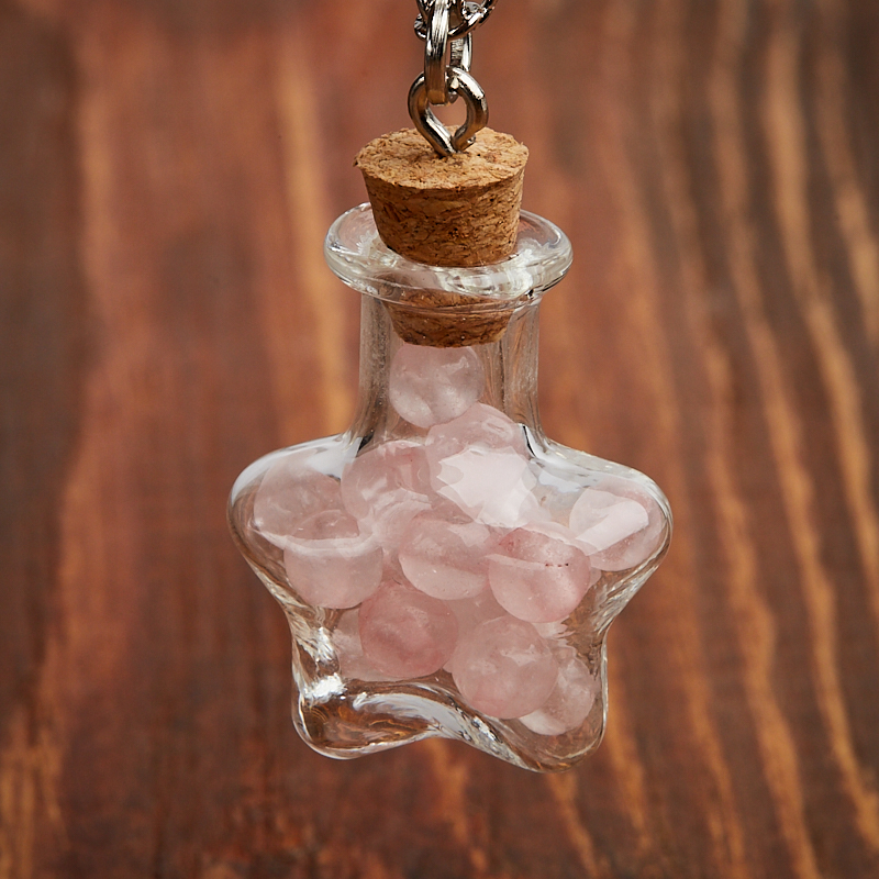 Кулон розовый кварц Бразилия (биж. сплав, сталь хир., стекло) бутылочка 3 см