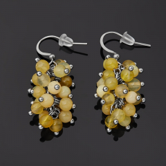 Серьги опал желтый Перу (биж. сплав, сталь хир.)