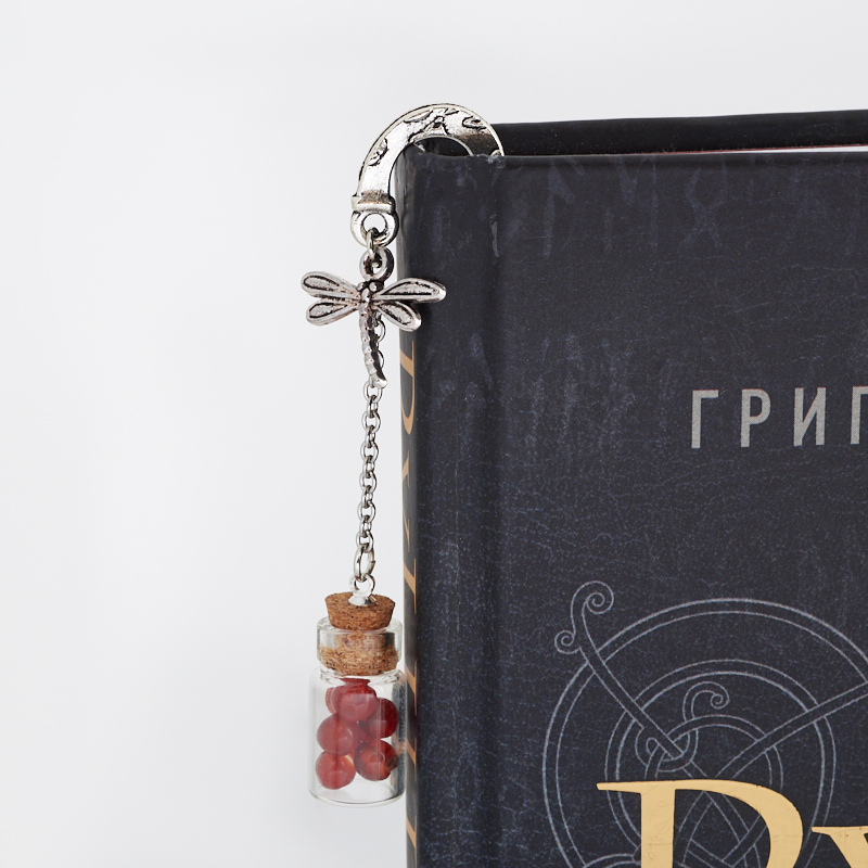 Закладка для книг сердолик Ботсвана (биж. сплав, стекло) 8 см