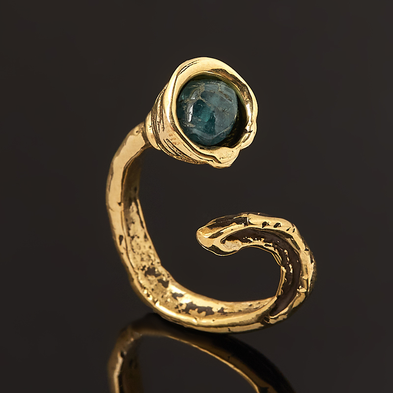 Кольцо турмалин голубой (индиголит) Бразилия (бронза) (регулируемый) размер 14,5