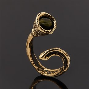 Кольцо турмалин желтый (дравит) Бразилия (бронза) размер 14,5 (регулируемый)