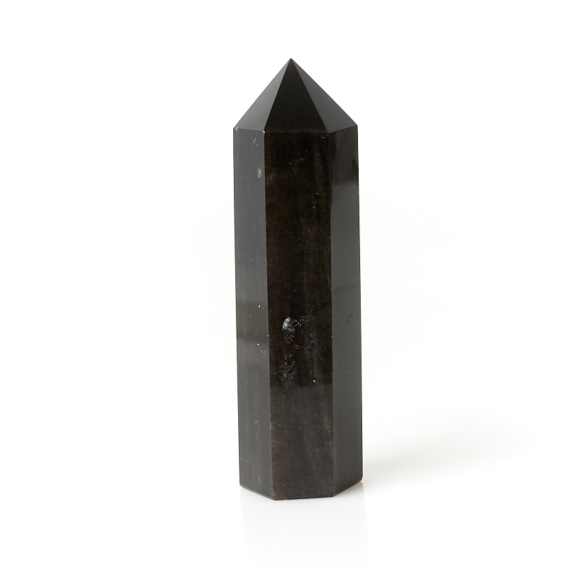 Кристалл обсидиан серебристый Мексика (ограненный) M (7-12 см)