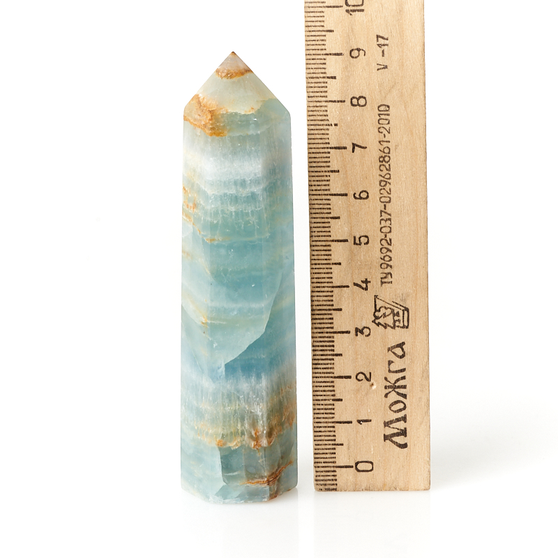 Кристалл кальцит голубой Мадагаскар (ограненный) M (7-12 см)