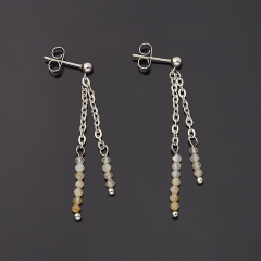 Серьги лабрадор Мадагаскар (биж. сплав, сталь хир.) пуссеты огранка