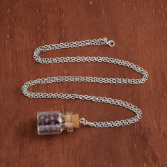 Кулон гранат альмандин Индия (биж. сплав, сталь хир., стекло) бутылочка огранка 3 см