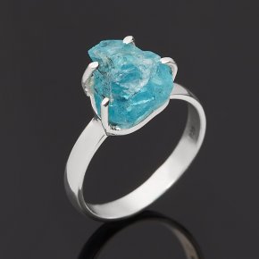 Кольцо апатит синий Бразилия (серебро 925 пр. родир. бел.) размер 16,5
