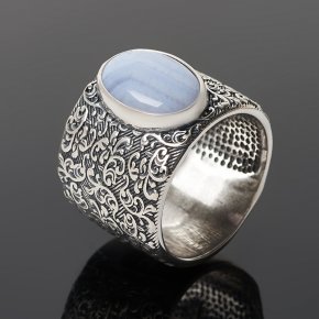 Кольцо агат голубой Намибия (серебро 925 пр. оксидир.) размер 18,5