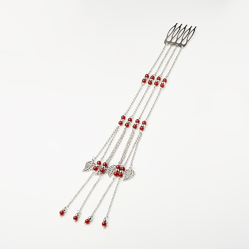 Украшение для волос сердолик Ботсвана (сталь хир., биж. сплав) гребень