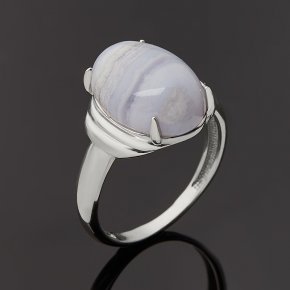Кольцо агат голубой Намибия (серебро 925 пр. родир. бел.) размер 16,5