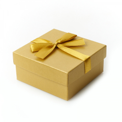 Подарочная упаковка (картон, текстиль) под комплект (кольцо, серьги, кулон) (коробка) (желтый) 80х80х40 мм