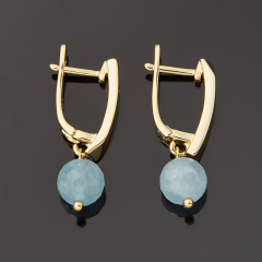 Серьги аквамарин Бразилия (биж. сплав позолота) огранка