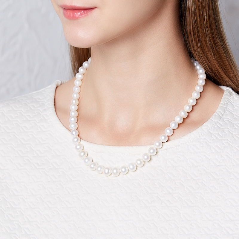 Бусы жемчуг белый Гонконг 45 см (биж. сплав)