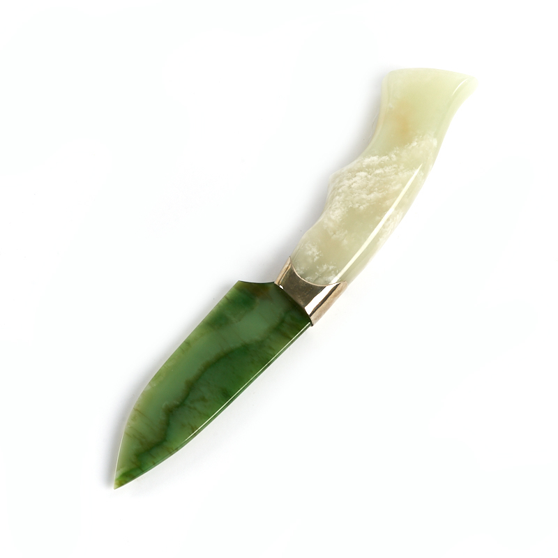 Предмет интерьера нефрит зеленый, белый Россия (нож) 20,5х3х2 см