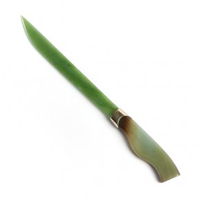 Предмет интерьера нефрит зеленый, белый Россия (нож) 27,5х2,5х1 см
