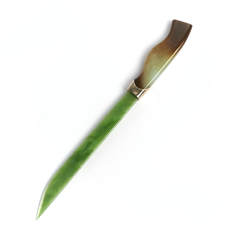 Предмет интерьера нефрит зеленый, белый Россия (нож) 27,5х2,5х1 см